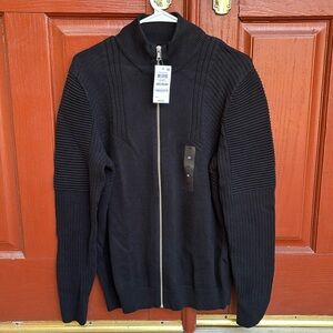INC International Concepts Men’s Full Zip Sweater, Size M. “Deep Black.” NWT